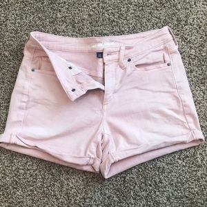 Pink denim shorts